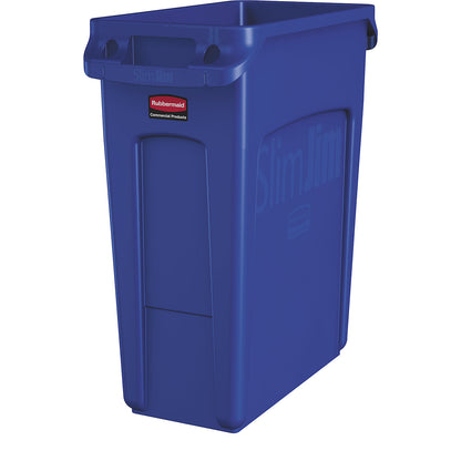 Waste bin SLIM JIM®, capacity 60 l, with ventilation ducts, blue.