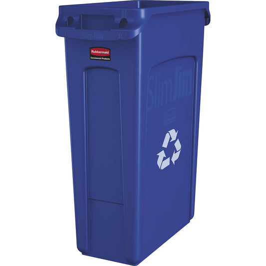 Waste bin SLIM JIM®, capacity 87 l, with ventilation ducts, blue.