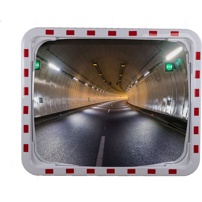 Traffic mirror with universal bracket, rectangular, HxWxD 800 x 1000 x 50 mm.