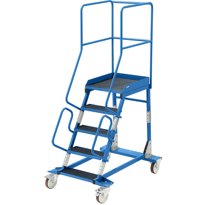 Mobile safety steps, ribbed rubber step insert, 5 steps.