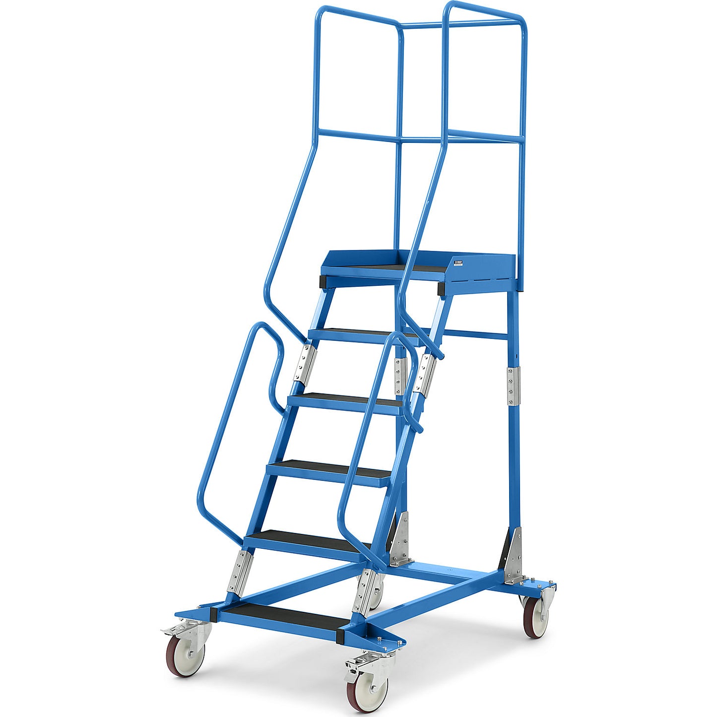 Mobile safety steps, ribbed rubber step insert, 6 steps.