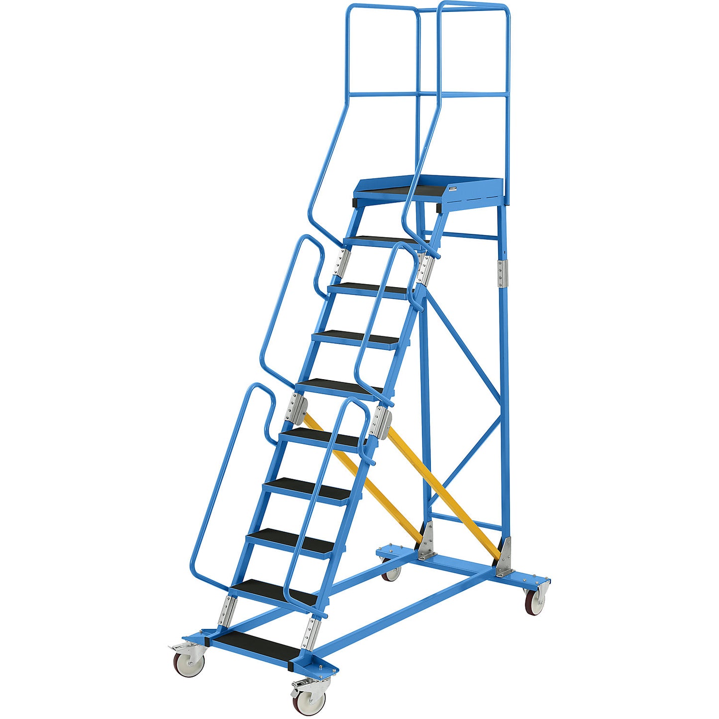 Mobile safety steps, ribbed rubber step insert, 10 steps.