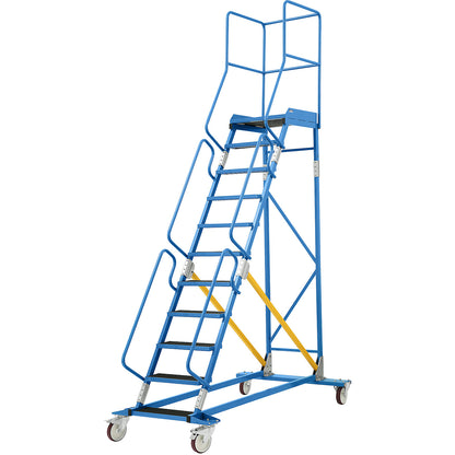 Mobile safety steps, ribbed rubber step insert, 11 steps.