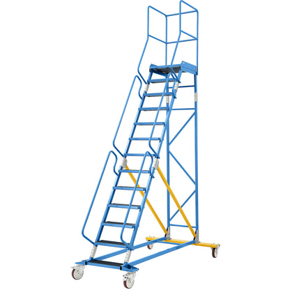 Mobile safety steps, ribbed rubber step insert, 13 steps.