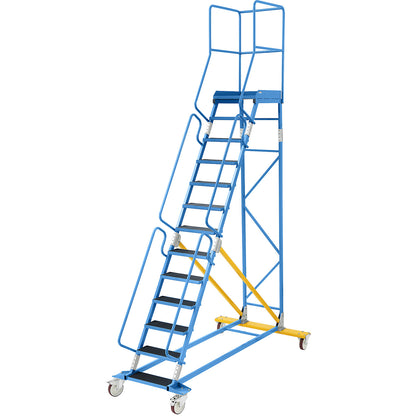 Mobile safety steps, ribbed rubber step insert, 13 steps.