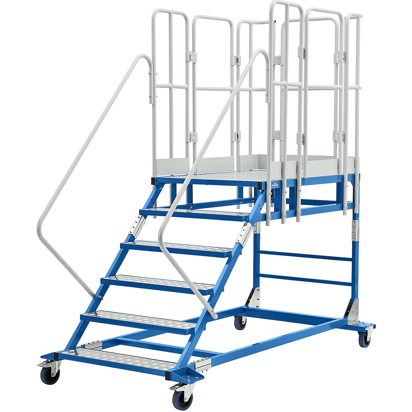 XXL platform steps, with aluminium inserts, platform size 810 x 1250 mm, 6 steps.