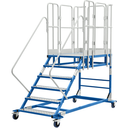 XXL platform steps, with aluminium inserts, platform size 810 x 1250 mm, 6 steps.