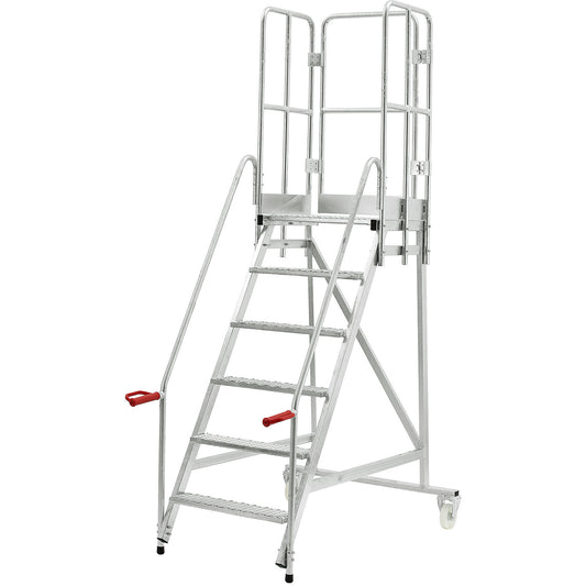 Mobile safety steps, hot dip galvanised, incl. doors, 6 steps.