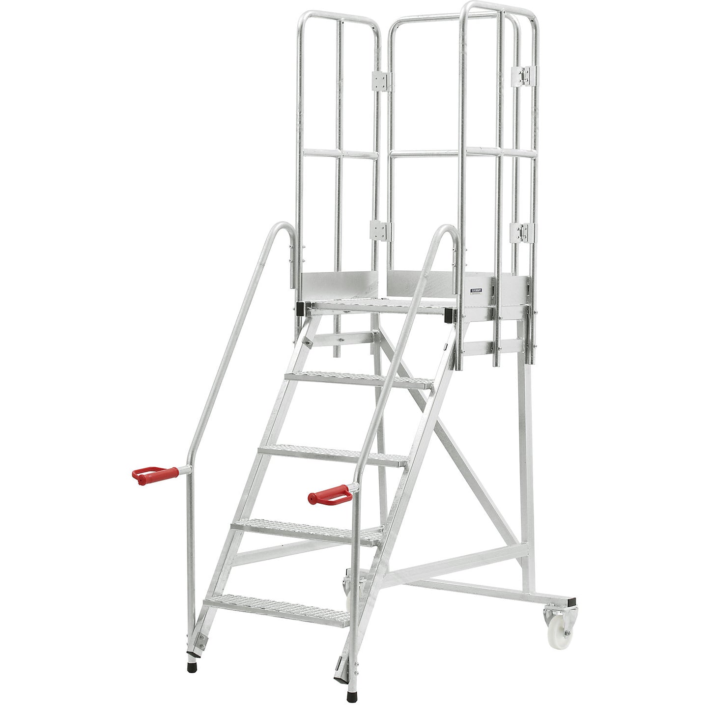 Mobile safety steps, hot dip galvanised, incl. doors, 5 steps.