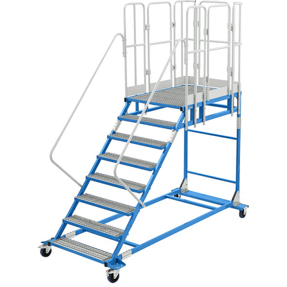 XXL platform steps, with steel mesh inserts, platform size 810 x 1250 mm, 8 steps.