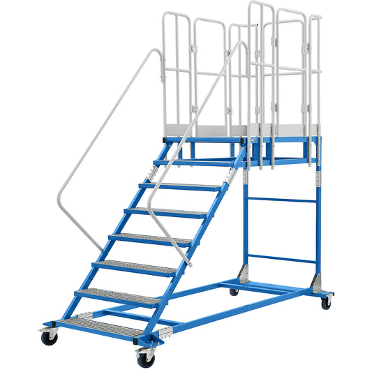 XXL platform steps, with steel mesh inserts, platform size 810 x 1250 mm, 8 steps.