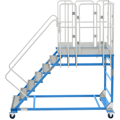 XXL platform steps, with steel mesh inserts, platform size 810 x 1250 mm, 7 steps.