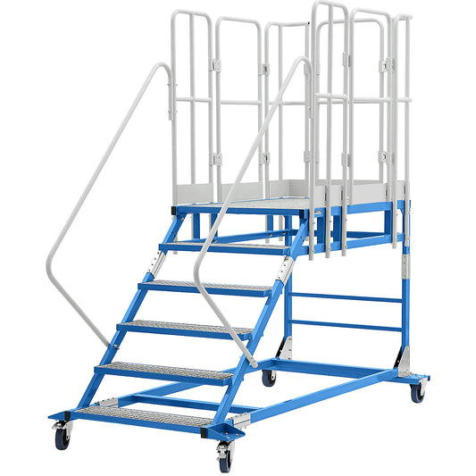XXL platform steps, with steel mesh inserts, platform size 810 x 1250 mm, 6 steps.