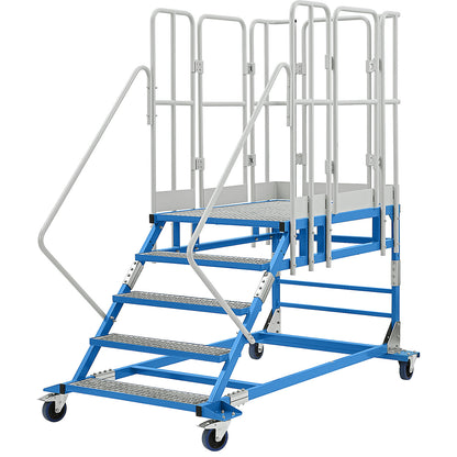 XXL platform steps, with steel mesh inserts, platform size 810 x 1250 mm, 5 steps.