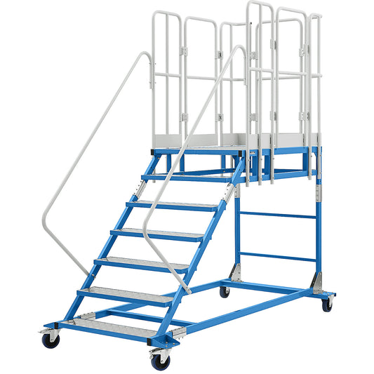 XXL platform steps, with aluminium inserts, platform size 810 x 1250 mm, 7 steps.