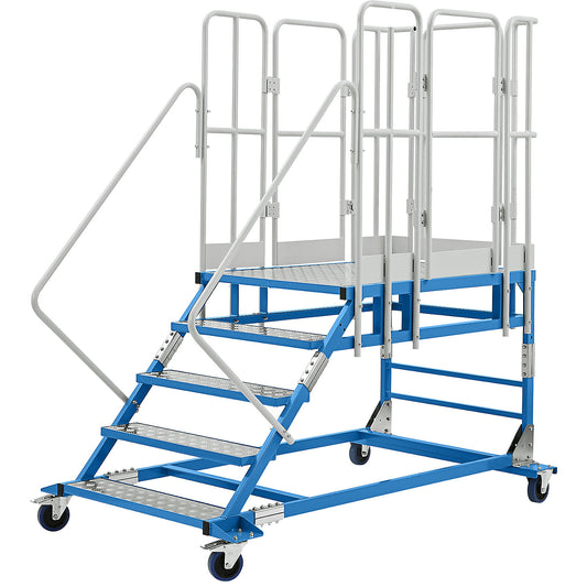 XXL platform steps, with aluminium inserts, platform size 810 x 1250 mm, 5 steps.