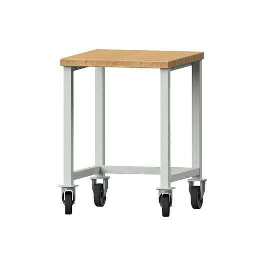 Compact workbench, mobile, mobile, solid beech worktop.