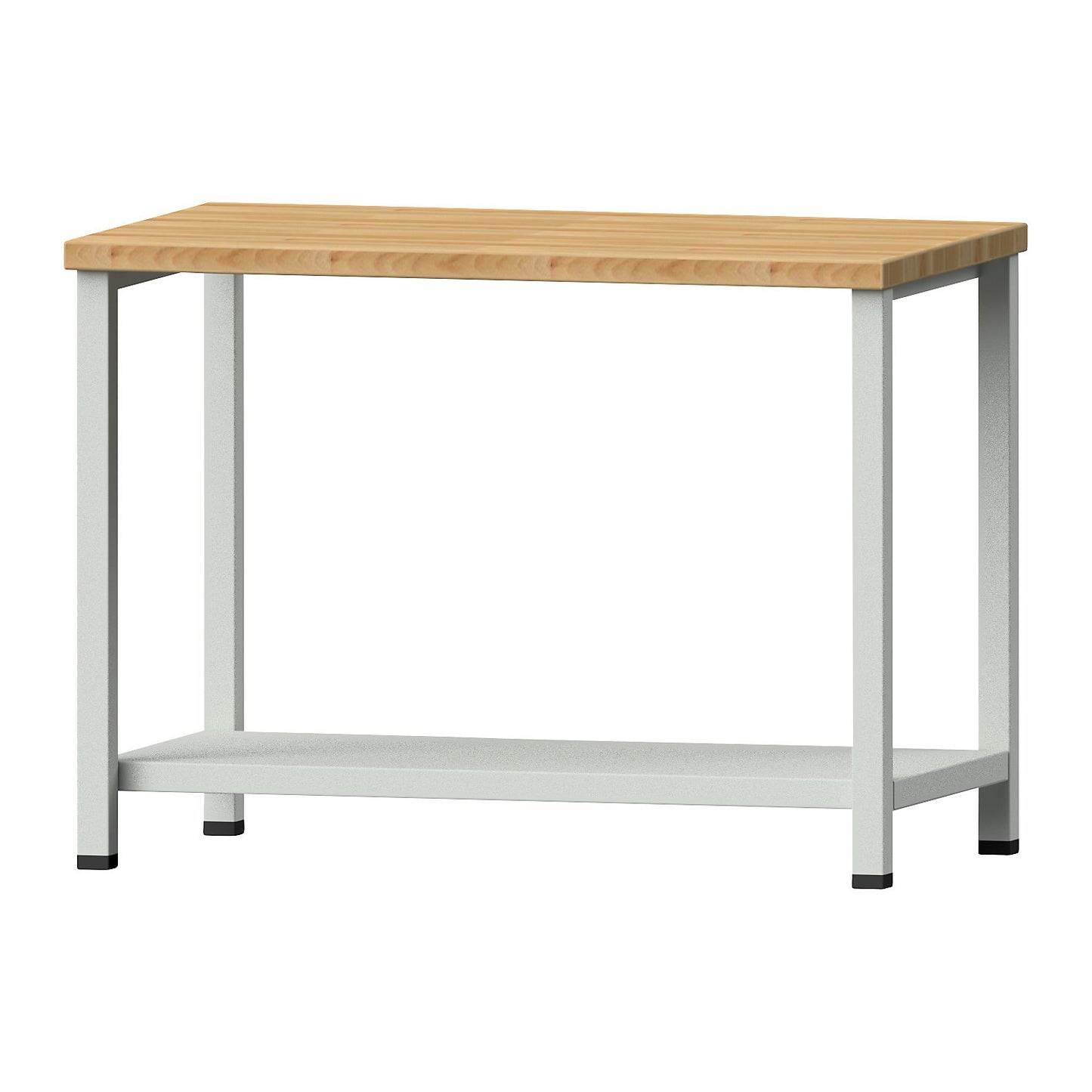 Compact workbench, width 1140 mm, with shelf, stationary, solid beech worktop.