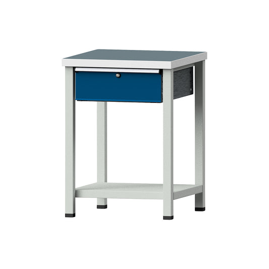 Compact workbench, WxD 605 x 650 mm, 1 drawer, stationary, universal worktop.