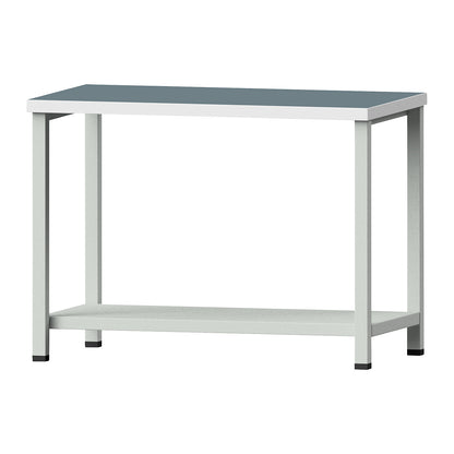 Compact workbench, width 1140 mm, with shelf, stationary, universal worktop.