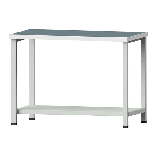 Compact workbench, width 1140 mm, with shelf, stationary, universal worktop.