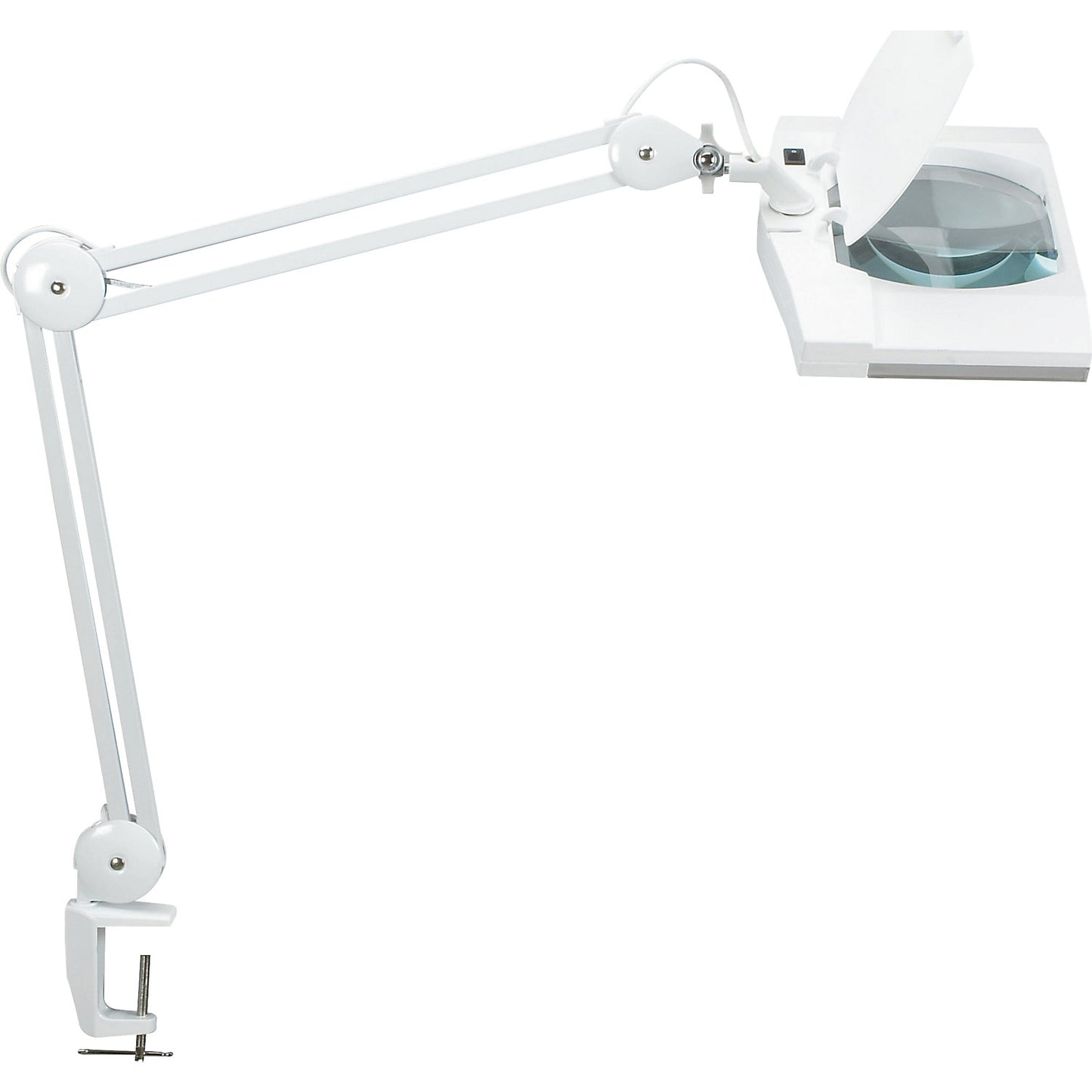 MAULvitrum LED magnifying lamp, with clamp base, white.