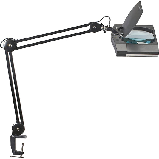 MAULvitrum LED magnifying lamp, with clamp base, black.