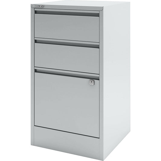 HomeFiler suspension filing cabinet, 2 drawers, 1 suspension file drawer, light grey.