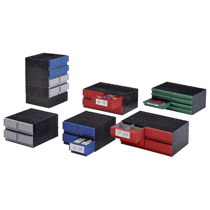 Polystyrene drawer cabinet, HxWxD 202 x 482 x 344.5 mm, 4 drawers, blue.