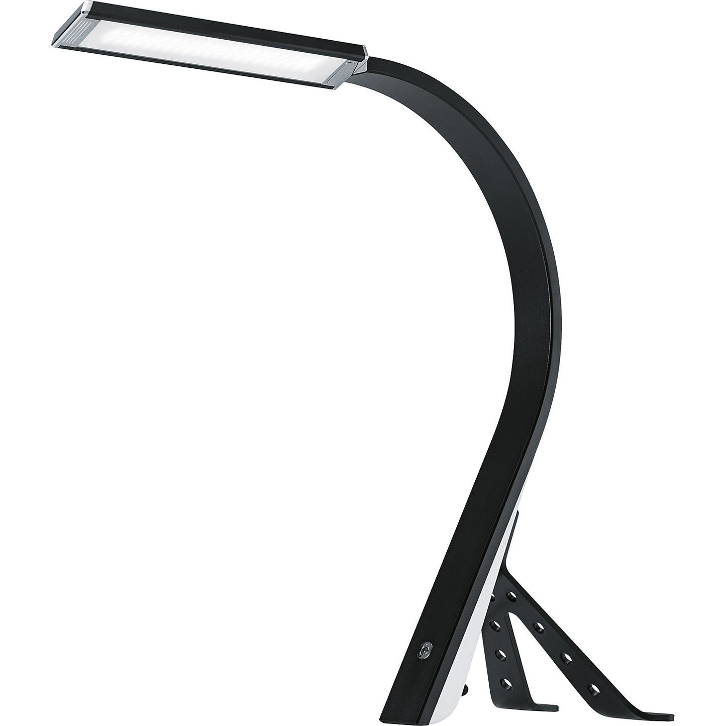 SWING LED desk lamp, dimmable, rotating light head, base, black.