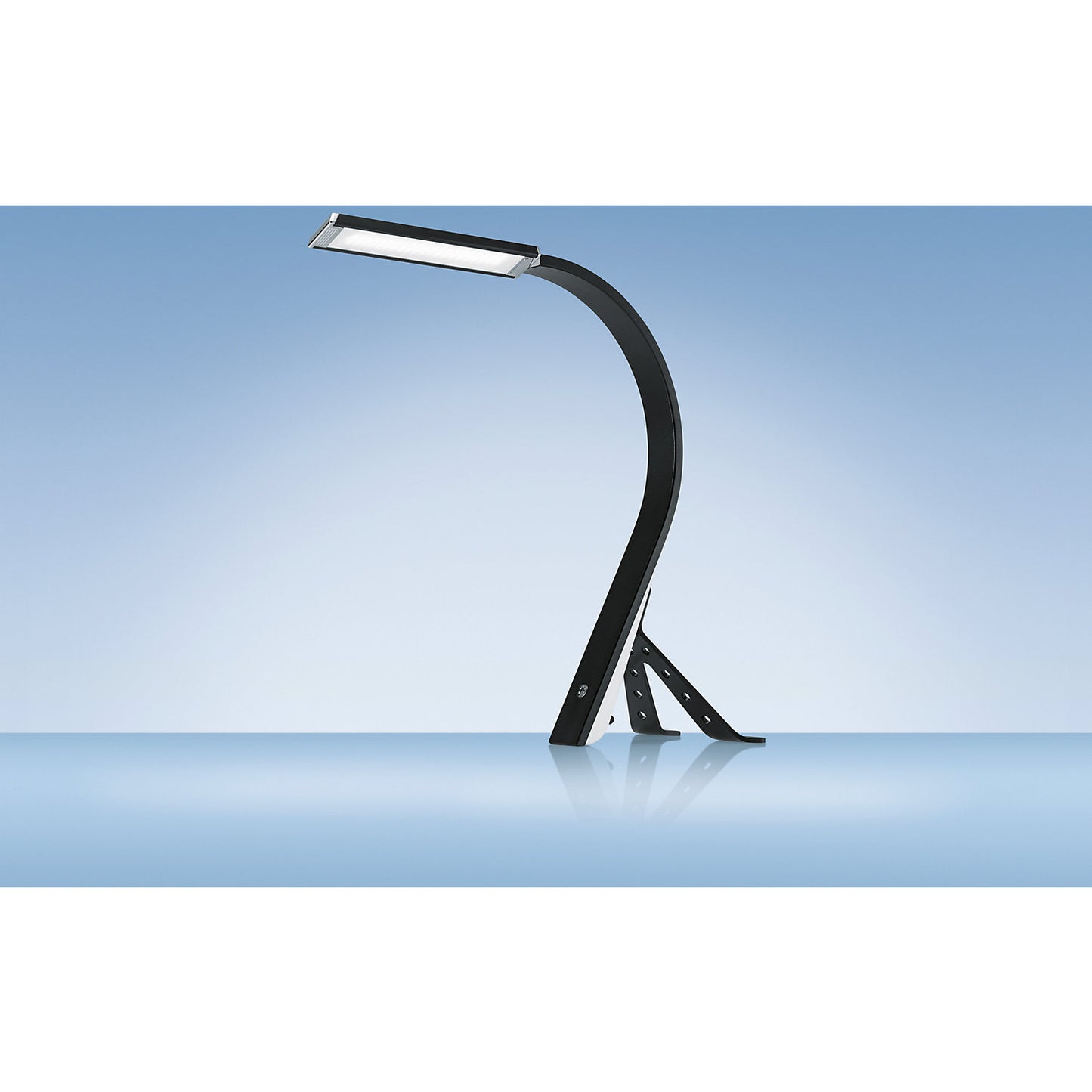 SWING LED desk lamp, dimmable, rotating light head, base, black.