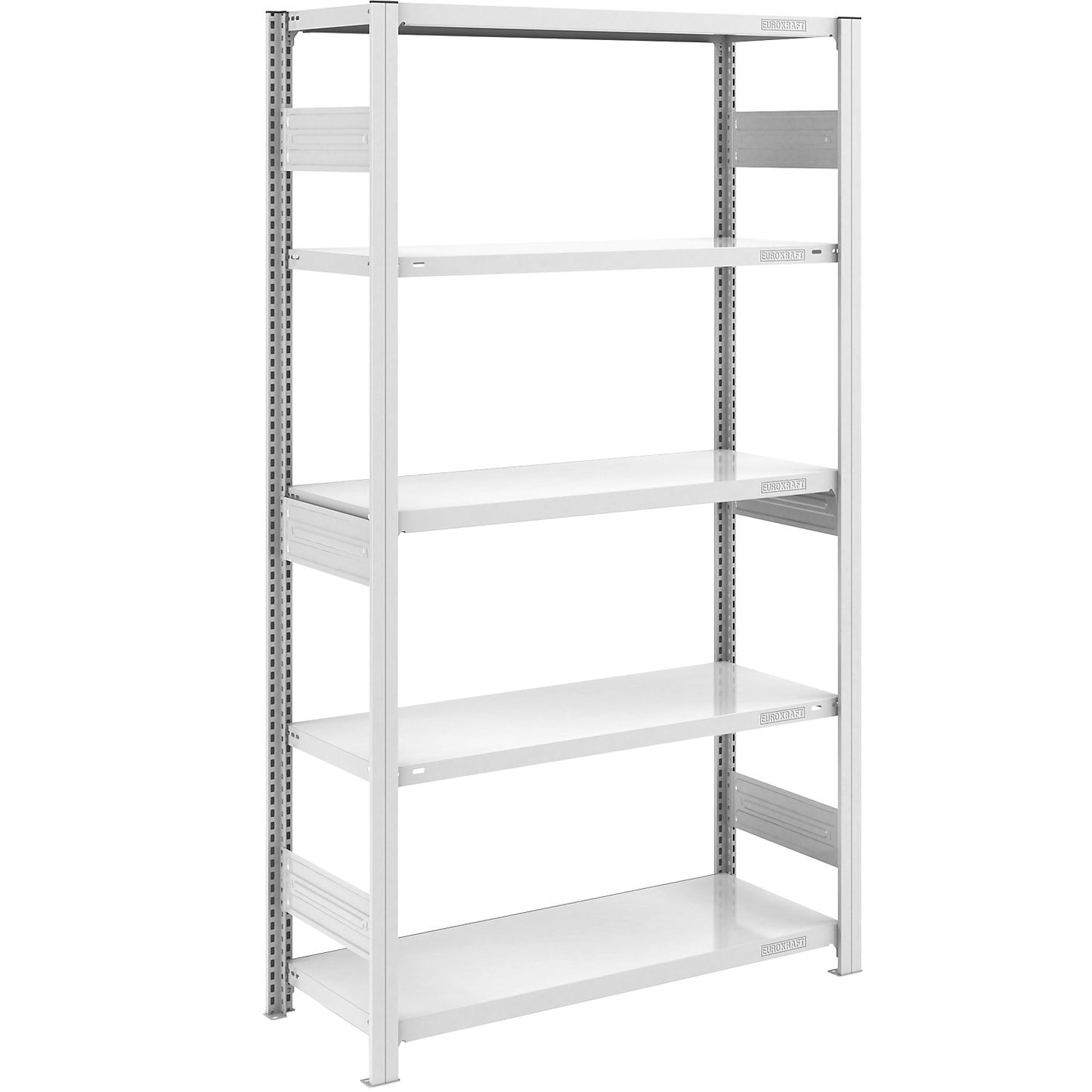 Heavy duty boltless shelving unit, double-sided, HxWxD 2000 x 1000 x 500 mm, grey, standard shelf unit.