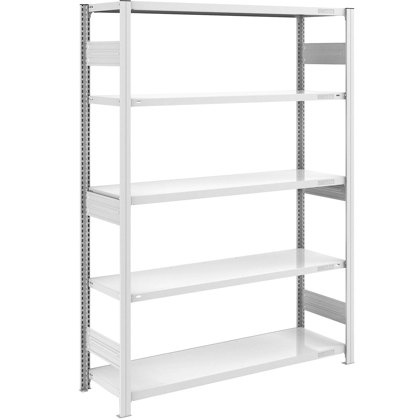 Heavy duty boltless shelving unit, double-sided, HxWxD 2000 x 1300 x 500 mm, grey, standard shelf unit.