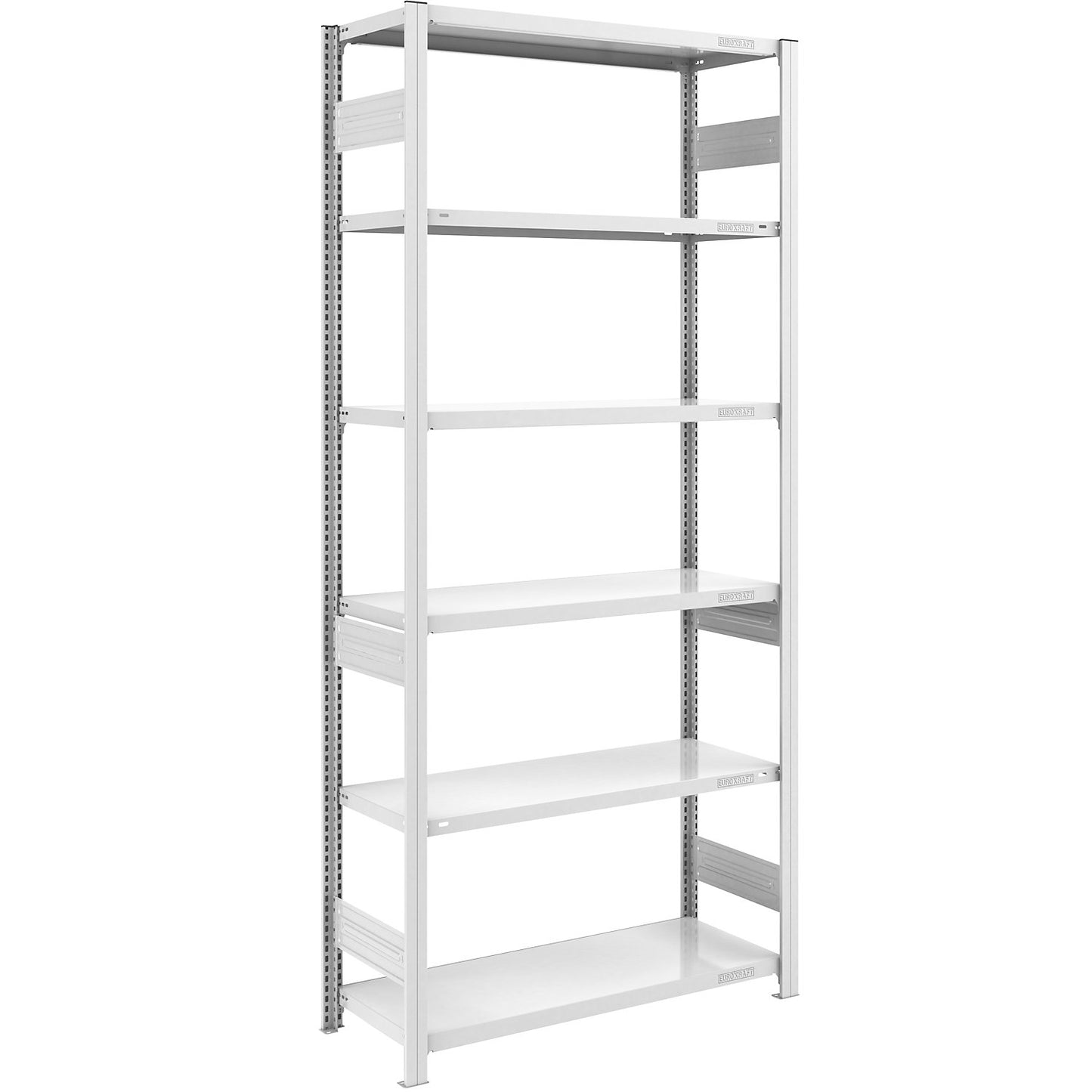 Heavy duty boltless shelving unit, double-sided, HxWxD 2500 x 1000 x 500 mm, grey, standard shelf unit.