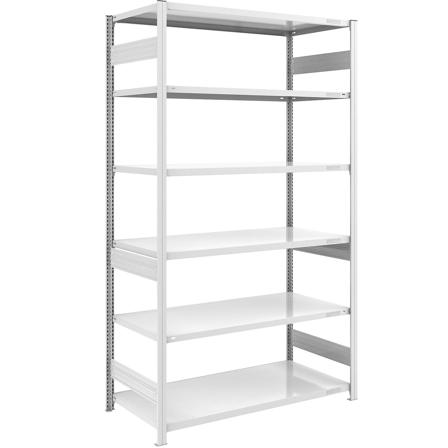 Heavy duty boltless shelving unit, double-sided, HxWxD 2500 x 1300 x 800 mm, grey, standard shelf unit.