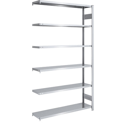 Boltless shelving unit, light duty, double-sided, HxWxD 2500 x 1300 x 400 mm, zinc plated, extension shelf unit.