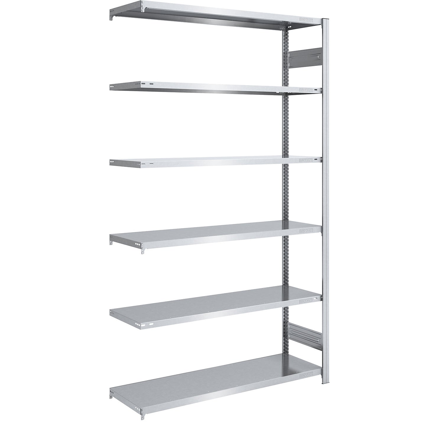 Boltless shelving unit, light duty, double-sided, HxWxD 2500 x 1300 x 500 mm, zinc plated, extension shelf unit.