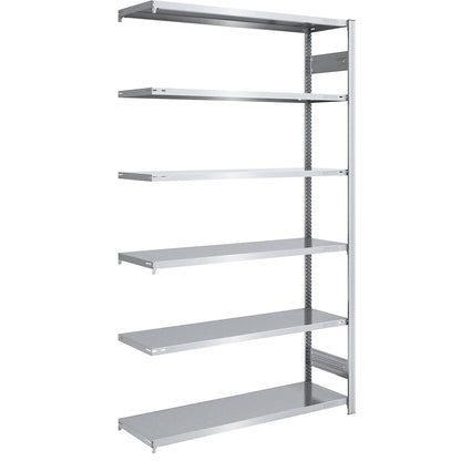 Boltless shelving unit, light duty, double-sided, HxWxD 2500 x 1300 x 500 mm, zinc plated, extension shelf unit.