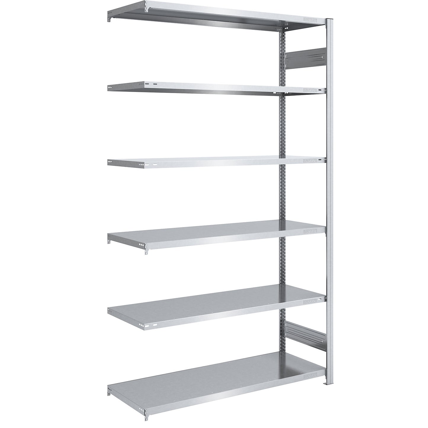 Boltless shelving unit, light duty, double-sided, HxWxD 2500 x 1300 x 600 mm, zinc plated, extension shelving unit.