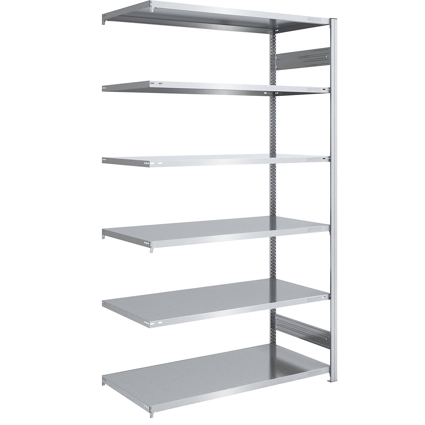 Boltless shelving unit, light duty, double-sided, HxWxD 2500 x 1300 x 800 mm, zinc plated, extension shelf unit.