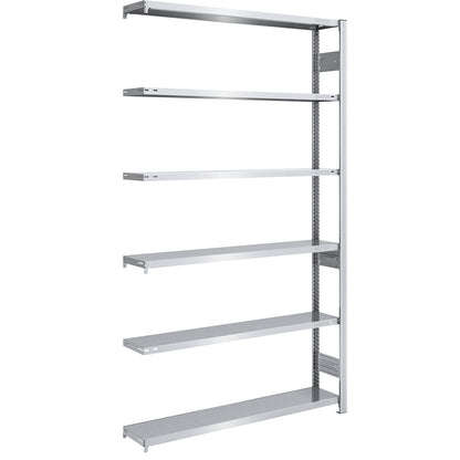 Boltless shelving unit, medium duty, double-sided, HxWxD 2500 x 1300 x 300 mm, zinc plated, extension shelf unit.