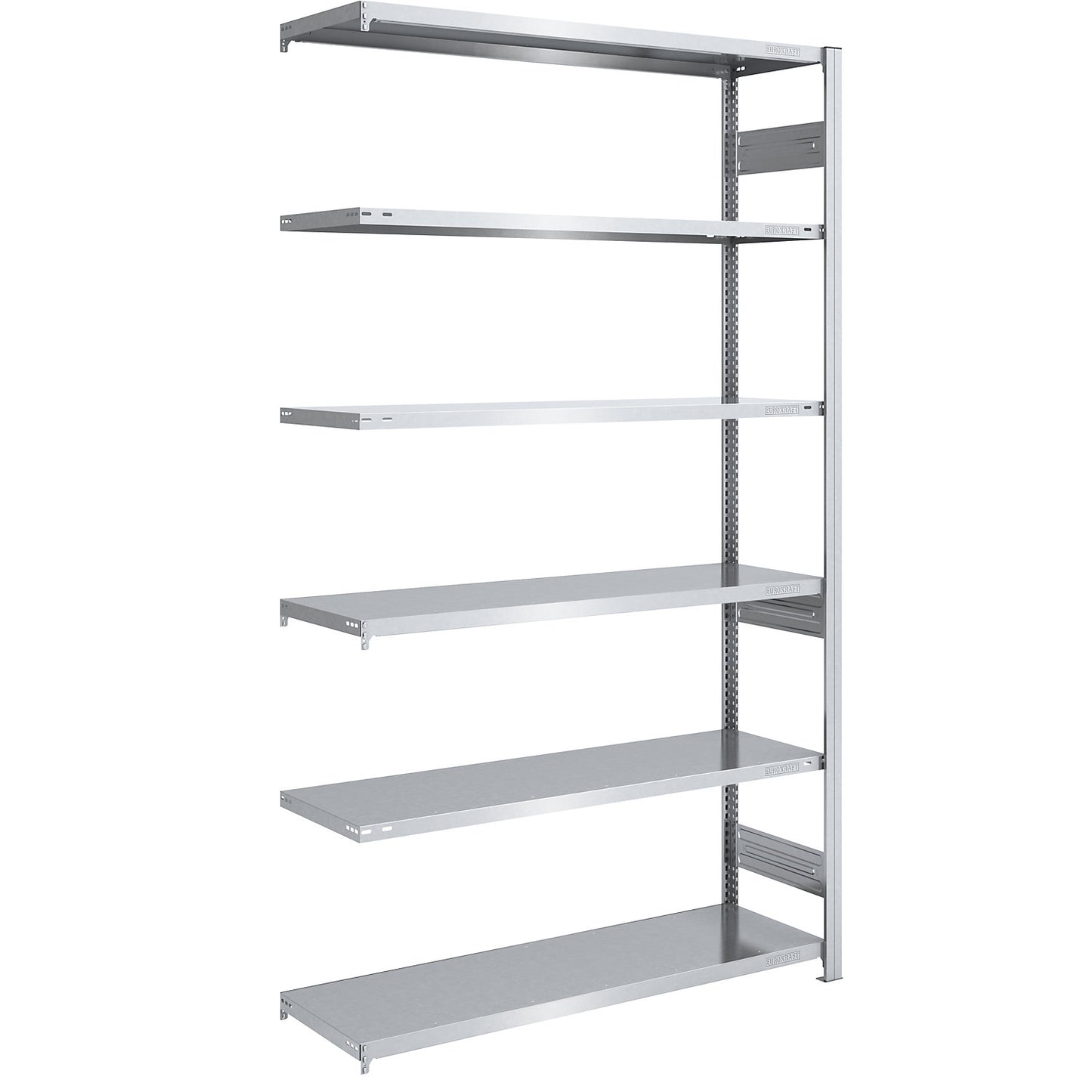 Boltless shelving unit, medium duty, double-sided, HxWxD 2500 x 1300 x 500 mm, zinc plated, extension shelf unit.