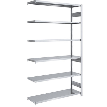 Boltless shelving unit, medium duty, double-sided, HxWxD 2500 x 1300 x 500 mm, zinc plated, extension shelf unit.