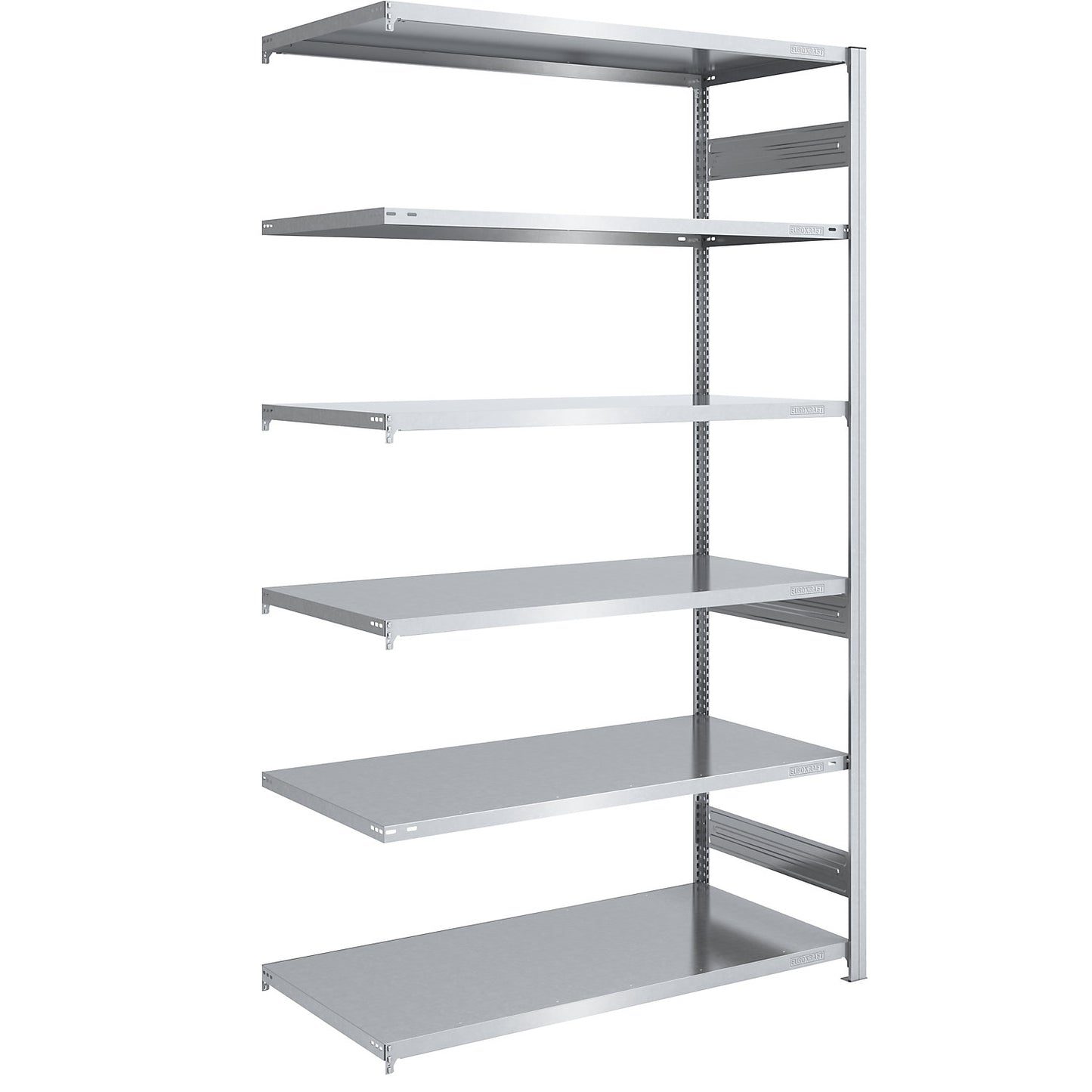 Heavy duty boltless shelving unit, double-sided, HxWxD 2500 x 1300 x 800 mm, zinc plated, extension shelf unit.