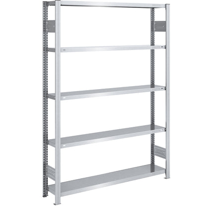 Boltless shelving unit, light duty, double-sided, HxWxD 2000 x 1300 x 300 mm, zinc plated, standard shelf unit.