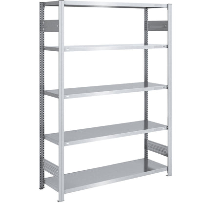 Boltless shelving unit, light duty, double-sided, HxWxD 2000 x 1300 x 500 mm, zinc plated, basic shelf unit.