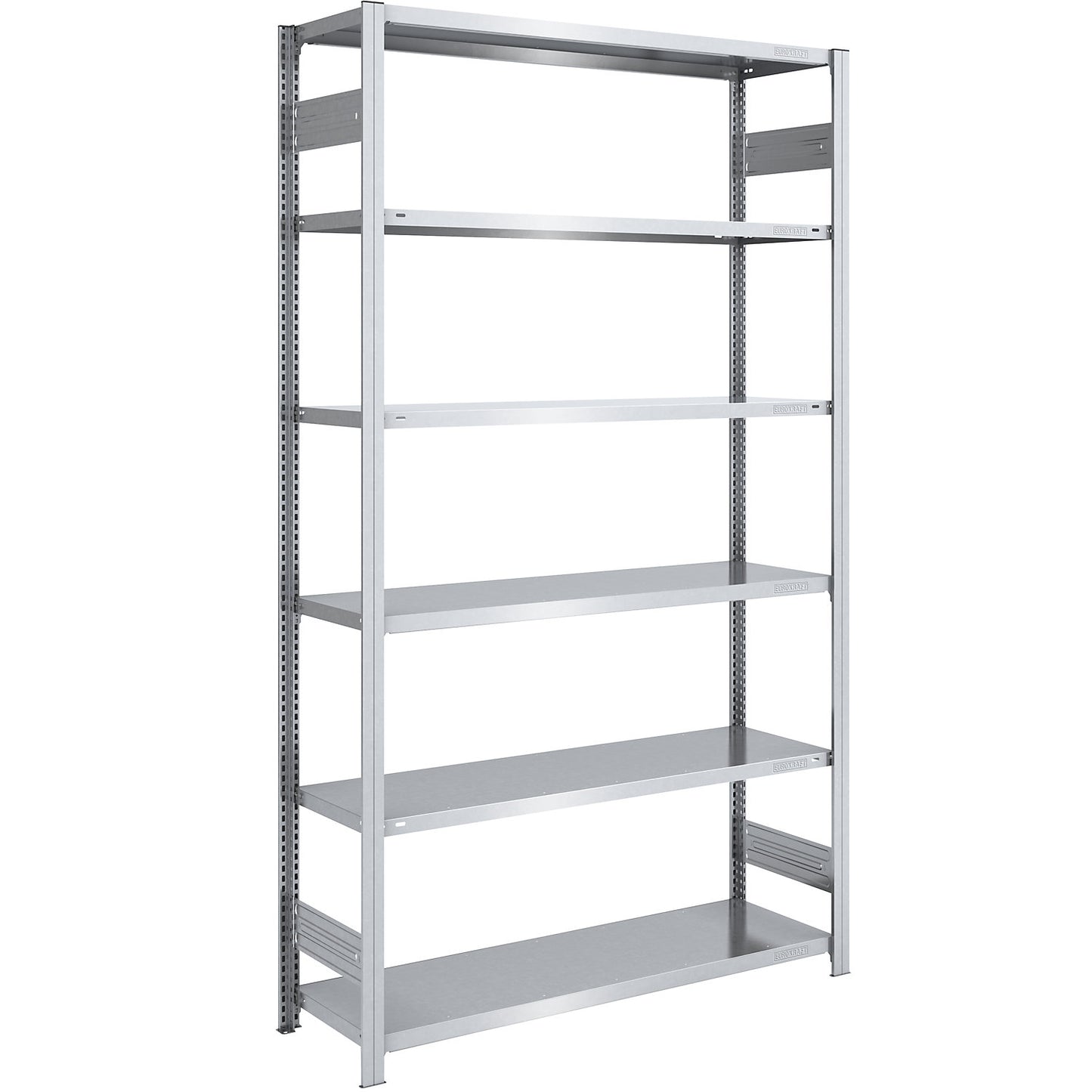 Boltless shelving unit, light duty, double-sided, HxWxD 2500 x 1300 x 500 mm, zinc plated, standard shelf unit.