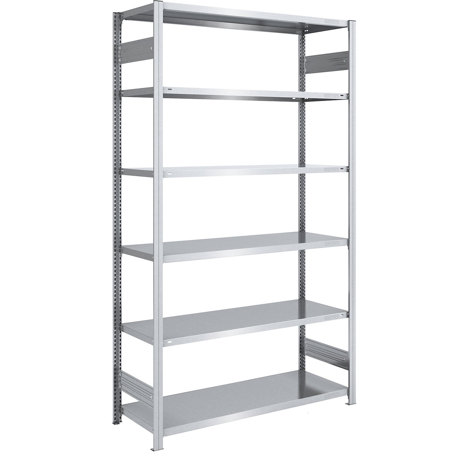 Boltless shelving unit, light duty, double-sided, HxWxD 2500 x 1300 x 600 mm, zinc plated, standard shelf unit.