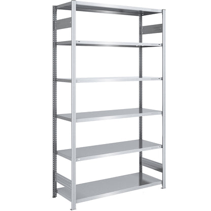 Boltless shelving unit, light duty, double-sided, HxWxD 2500 x 1300 x 600 mm, zinc plated, standard shelf unit.
