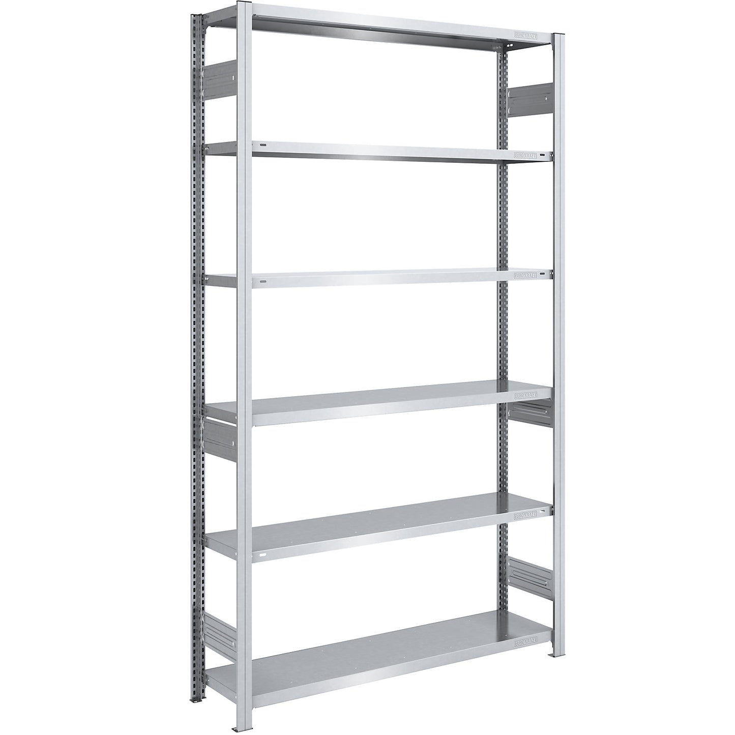 Boltless shelving unit, medium duty, double-sided, HxWxD 2500 x 1300 x 400 mm, zinc plated, standard shelf unit.